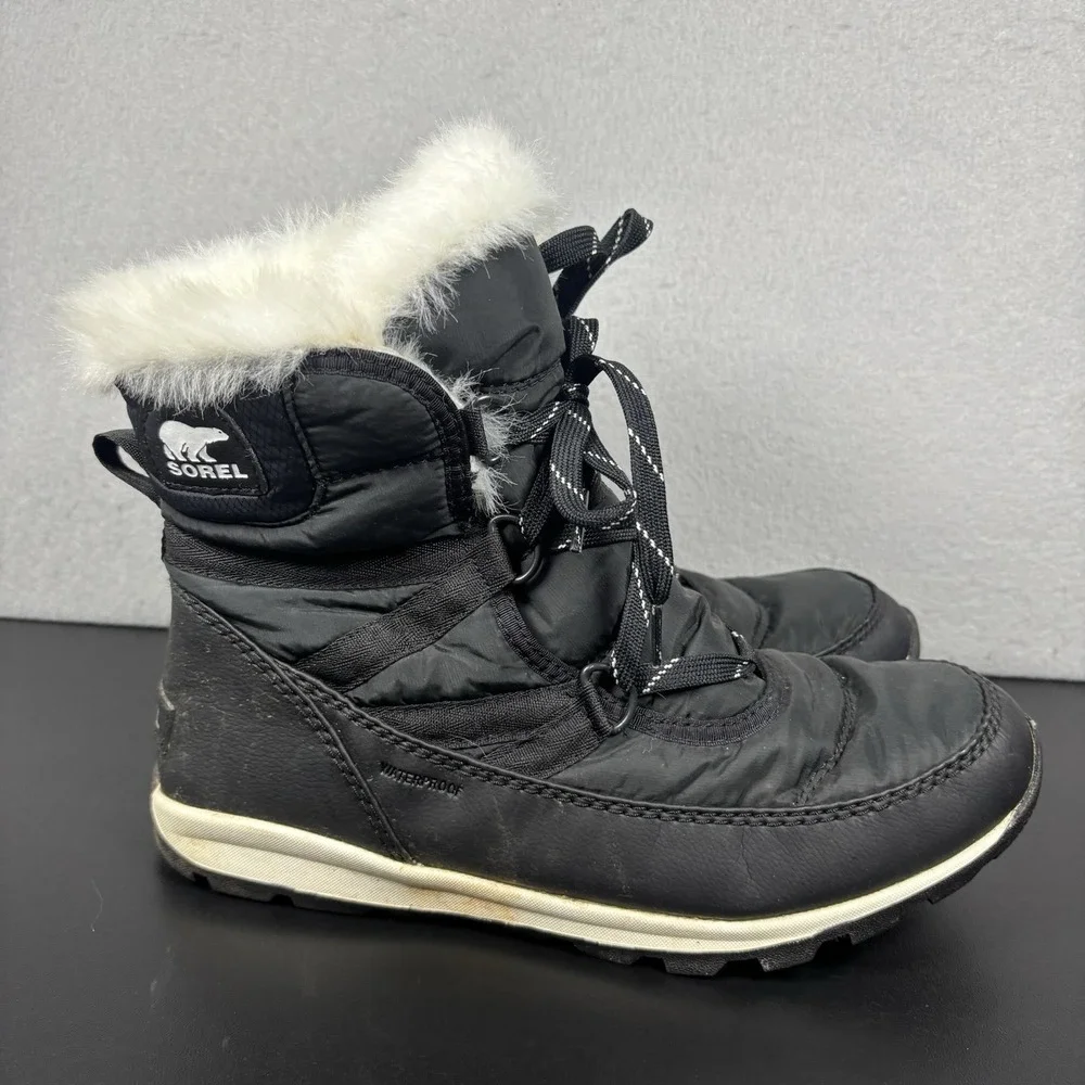 SOREL‎ Women's Whitney Short Lace-up Waterproof Insulated Winter Boot Sz 9 Black